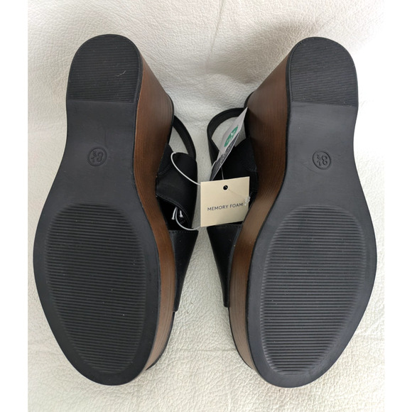 Womens Naomi Platform Wedge Heels Black 8.5 OPen Toe Sandals - Picture 9 of 10